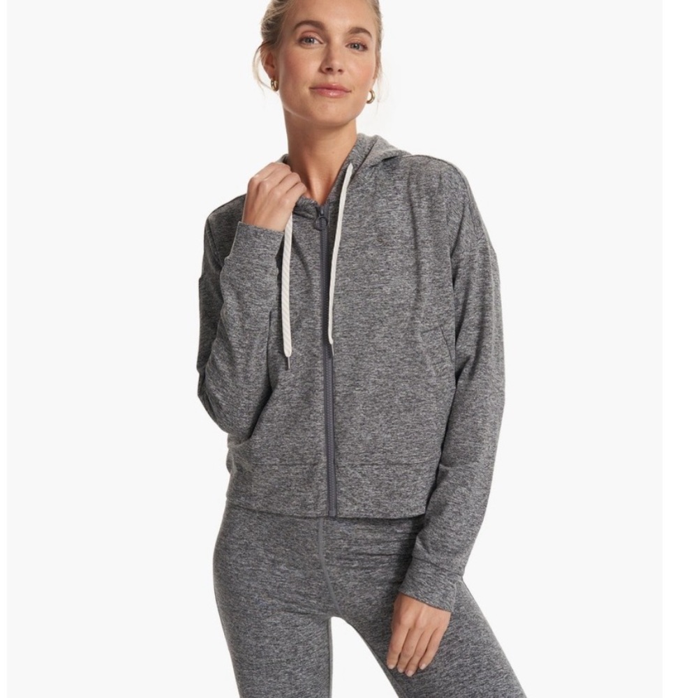 Vuori Set - Halo Crop Zip Up Hoodie AND matching high waist side slit flare pant